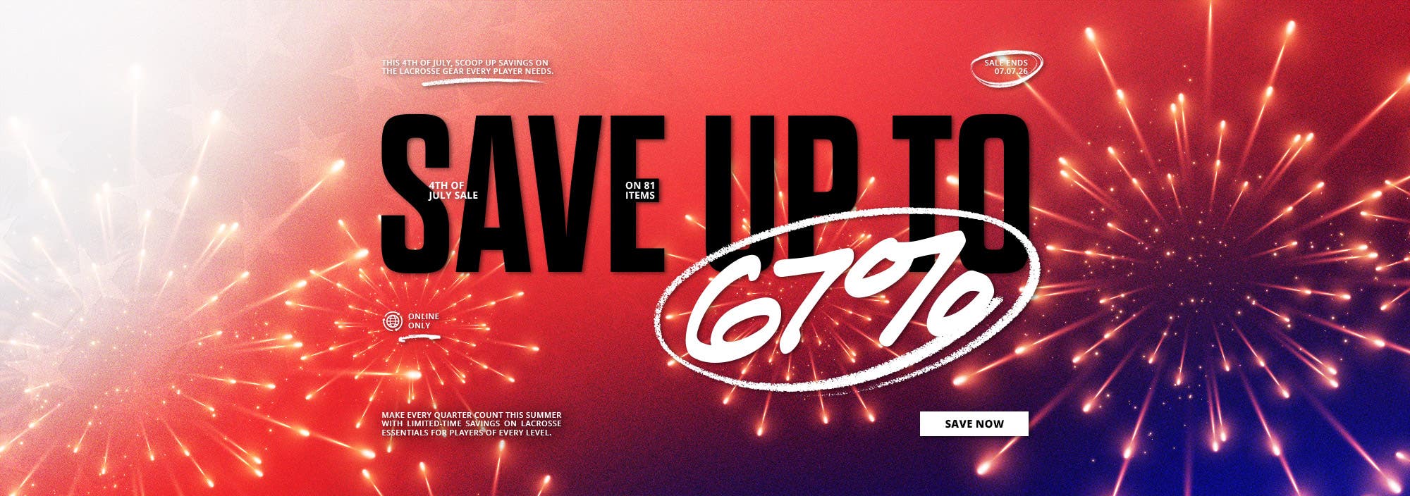 4th of July Sale. Save up to 67% on 81 items. Sale ends 7/7/2026.
