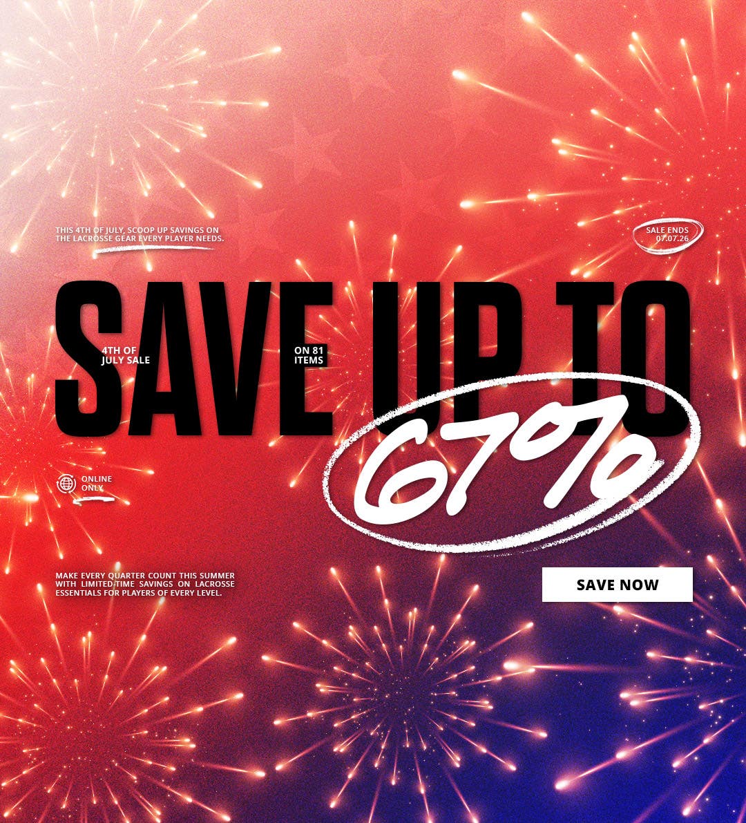 4th of July Sale. Save up to 67% on 81 items. Sale ends 7/7/2026.