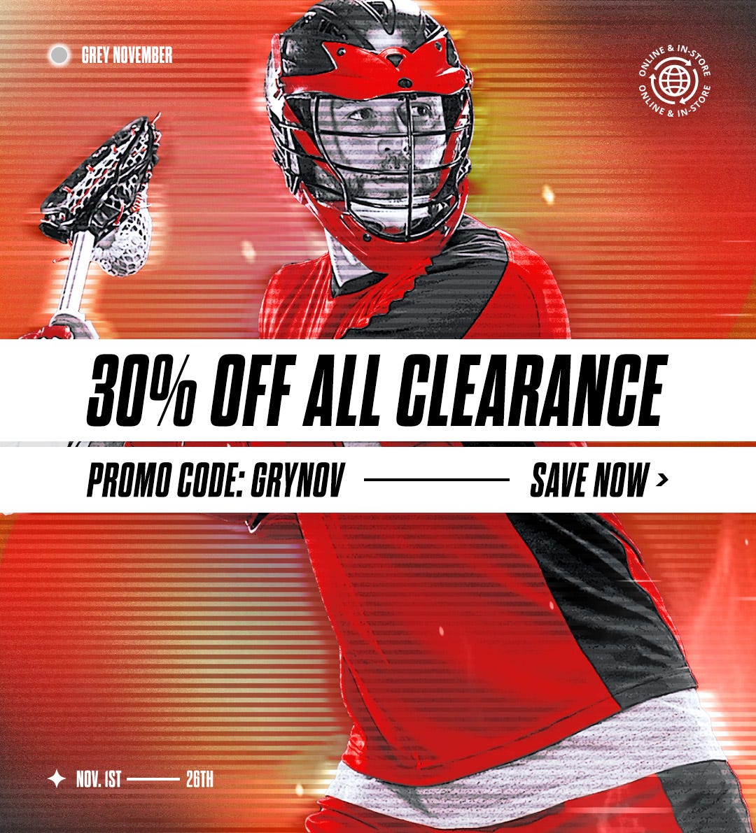 Grey November Sale. 30% off all clearance. Promo Code: GRYNOV. November 1st through 26th.