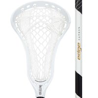 Brine Edge Women's Complete Lacrosse Stick Strung with ISO Warp Mesh - Carbon Shaft in White