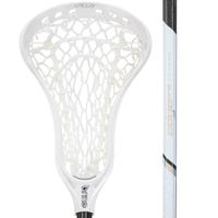Brine Edge Pro+ Women's Complete Lacrosse Stick Strung with ISO Warp Mesh- Carbon Shaft in White