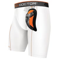 Shock Doctor 337 Youth Compression Short w/ Ultra Carbon Flex Cup in White