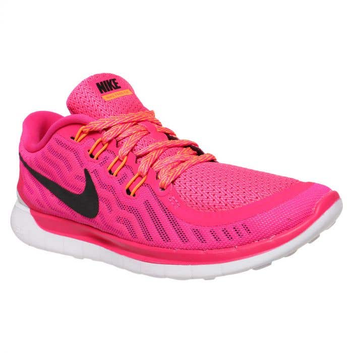 pink and black gym shoes