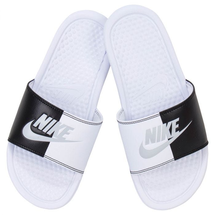 nike slides black and white womens