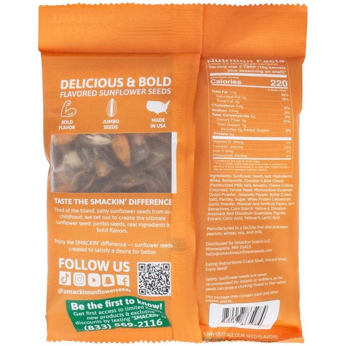 Smackin' Sunflower Seeds - Cheddar Jalapeno