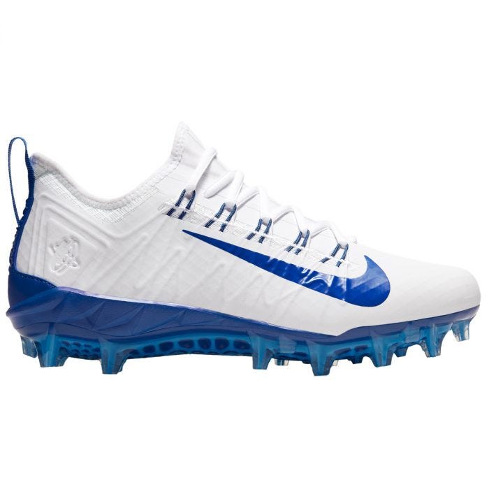 white and blue nike cleats