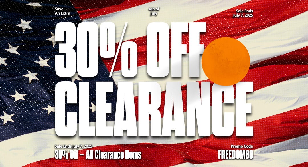 4th of July Sale: Save an extra 30% off all clearance items with promo code FREEDOM30