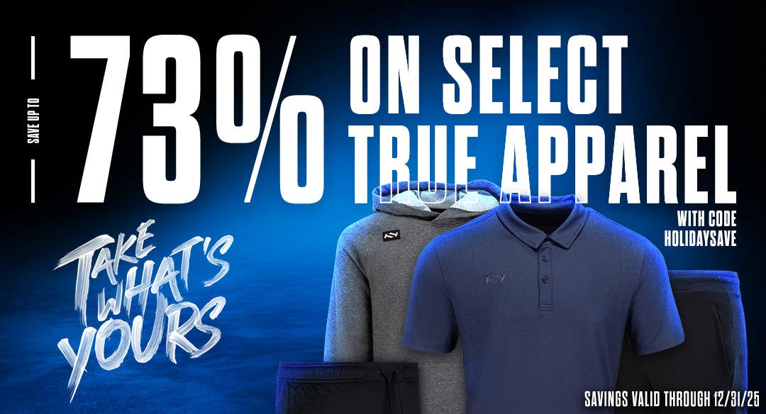 Save up to 73% on select True apparel with code HOLIDAYSAVE. Savings valid through 12/31/25.
