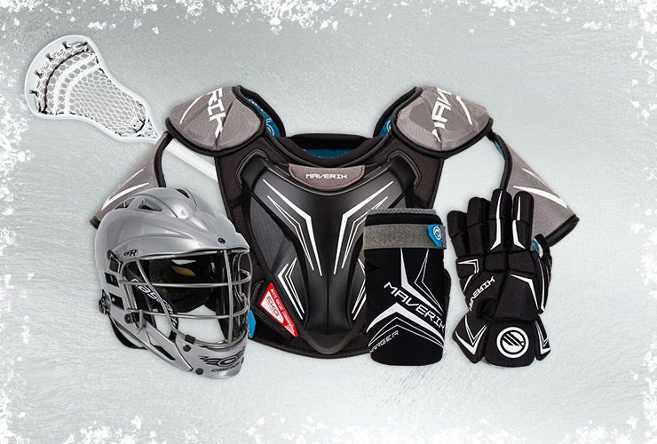 Maverik Charger lacrosse starter kit on an icy background