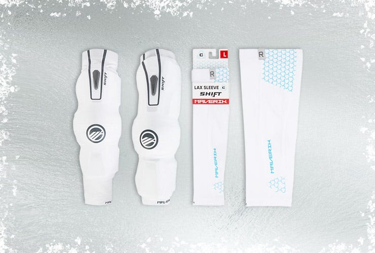 Maverik Shift arm guards on an icy background