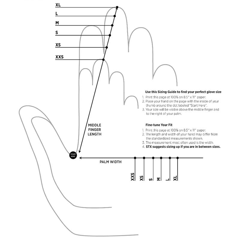 STX Lacrosse Glove Sizing - 2026